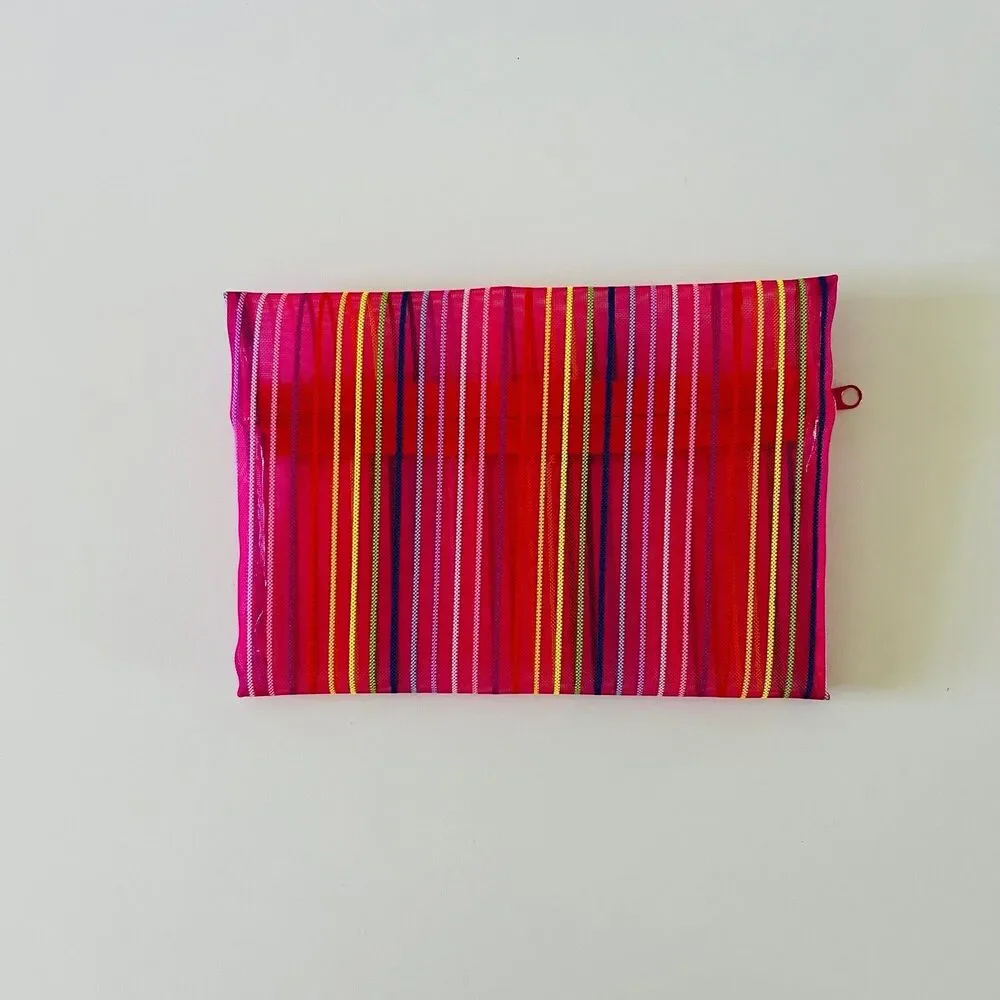 Pink Multicolor Stripe Mesh Travel Garment Bag - Set of 3